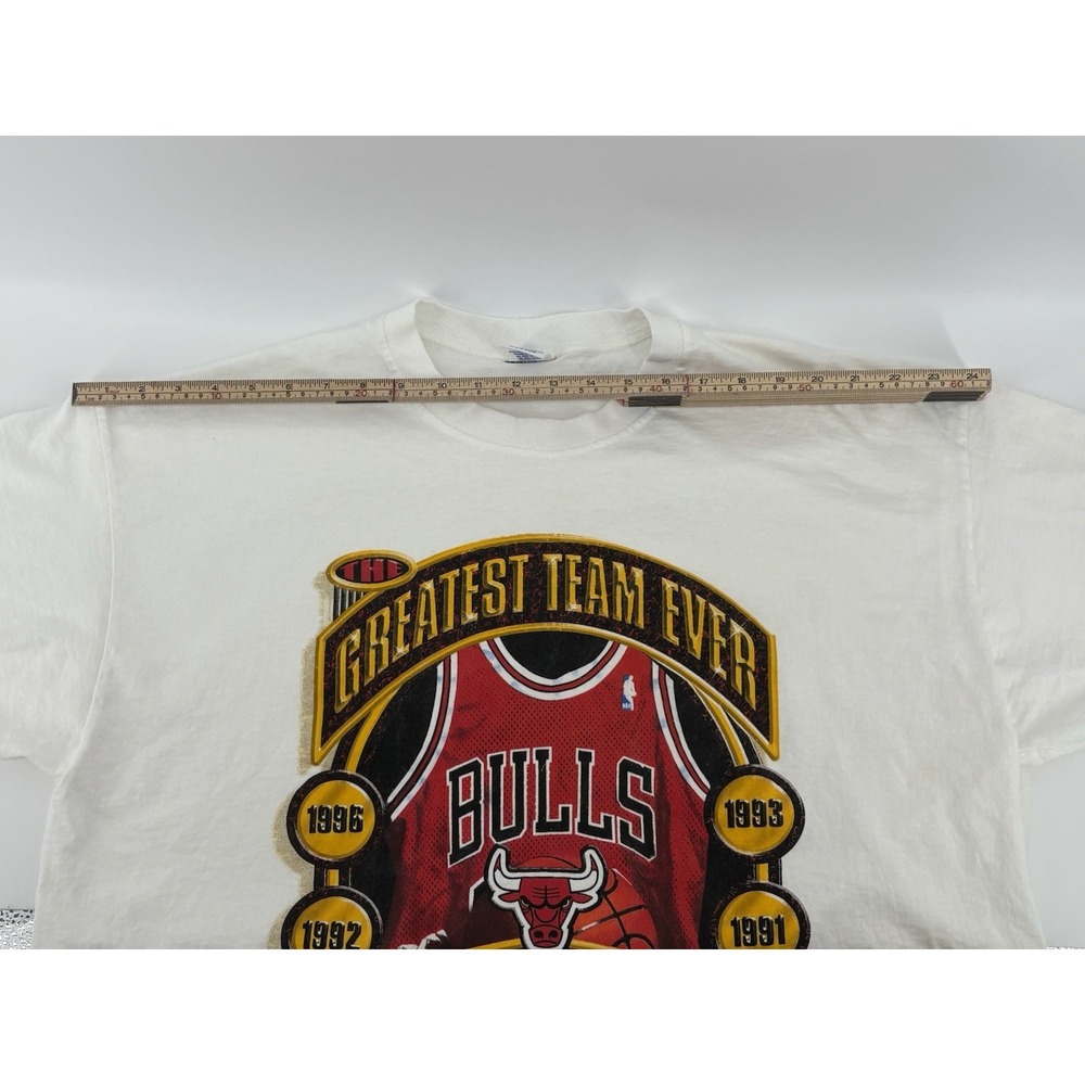 VTG Starter 1996 Chicago Bulls Champions Greatest Team Ever Shirt 90's XL FLAWS - Picture 11 of 16